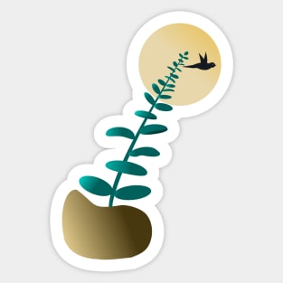 Eucalyptus Leaf, Bird and Sun Sticker